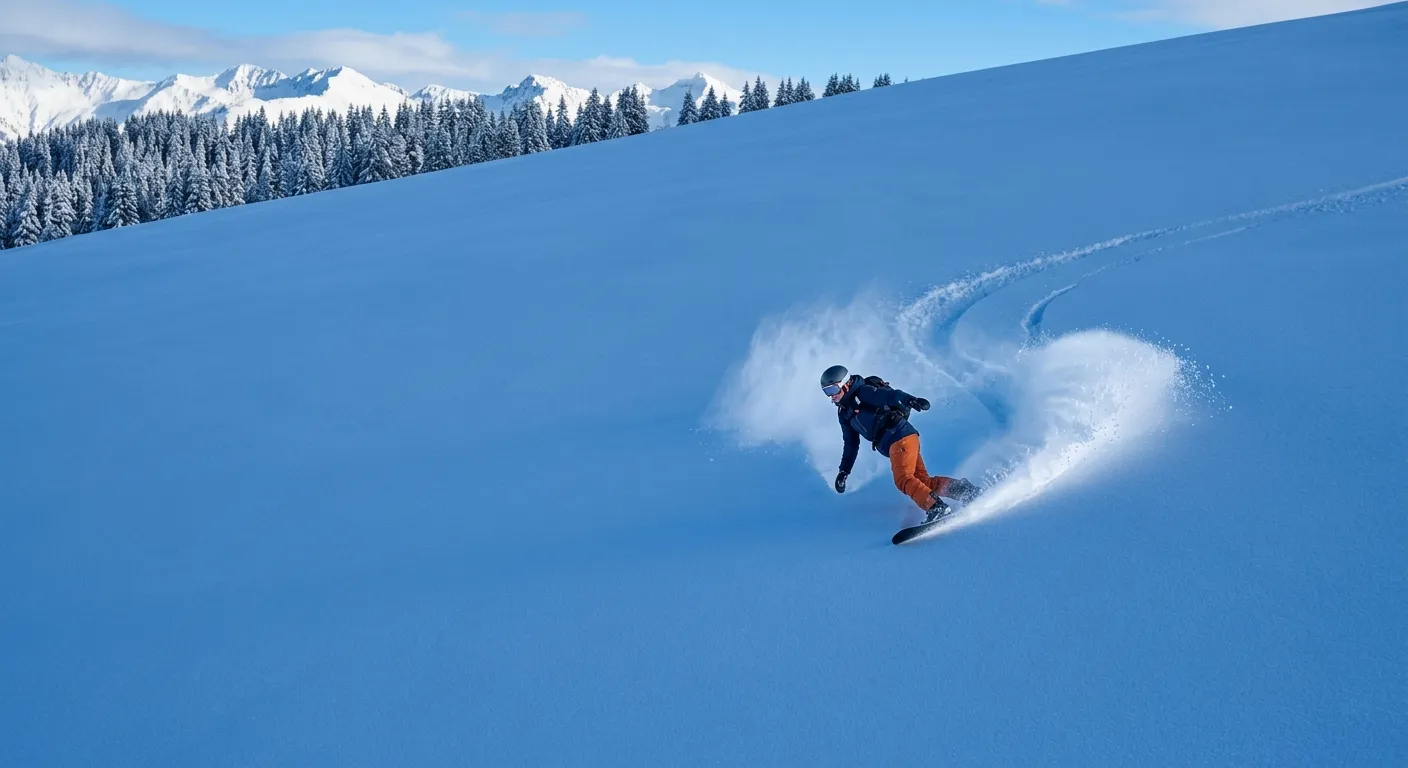 Snowboard en las pistas forestales