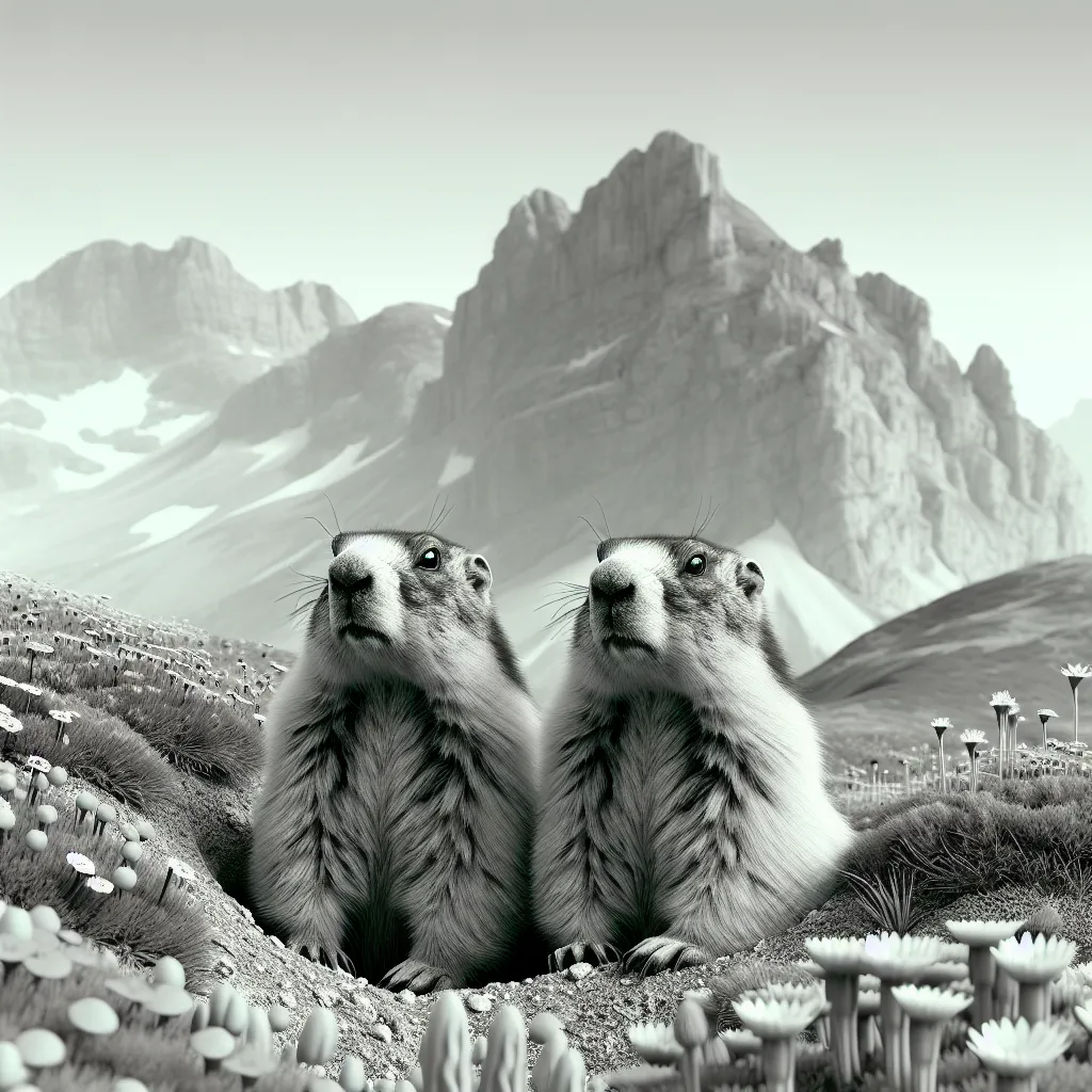 Colonie de marmottes en prairie d’été