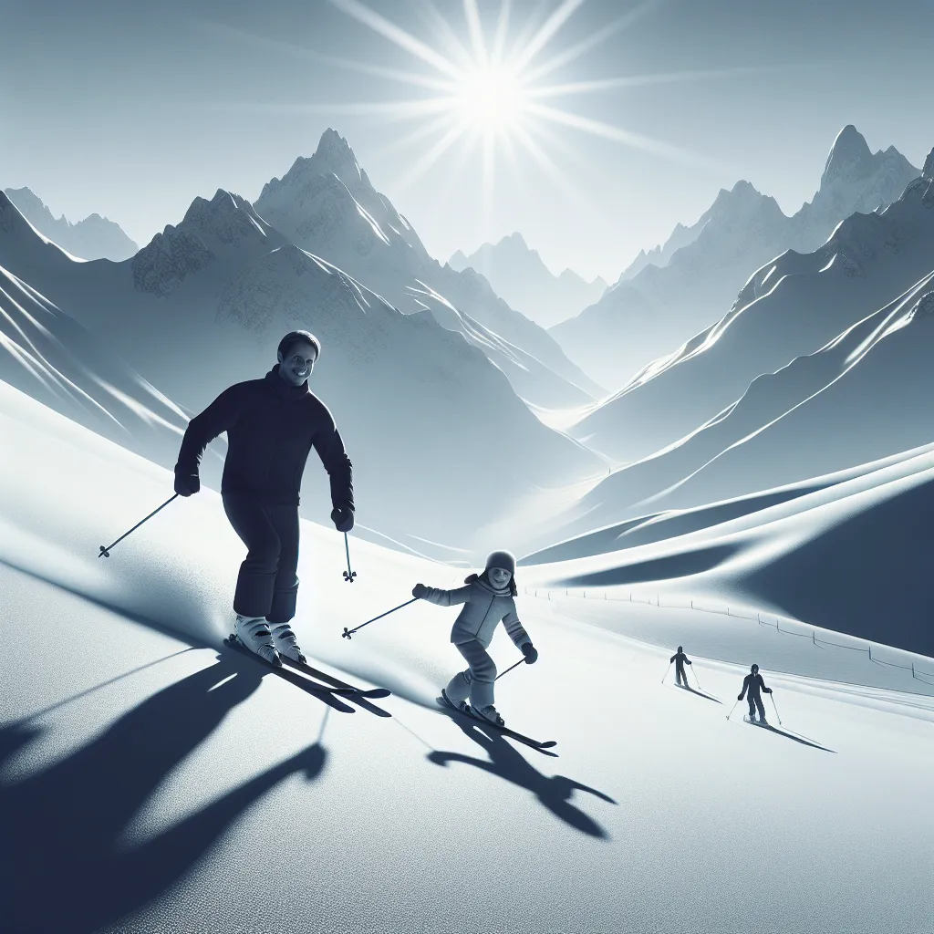 Family Skiing Together